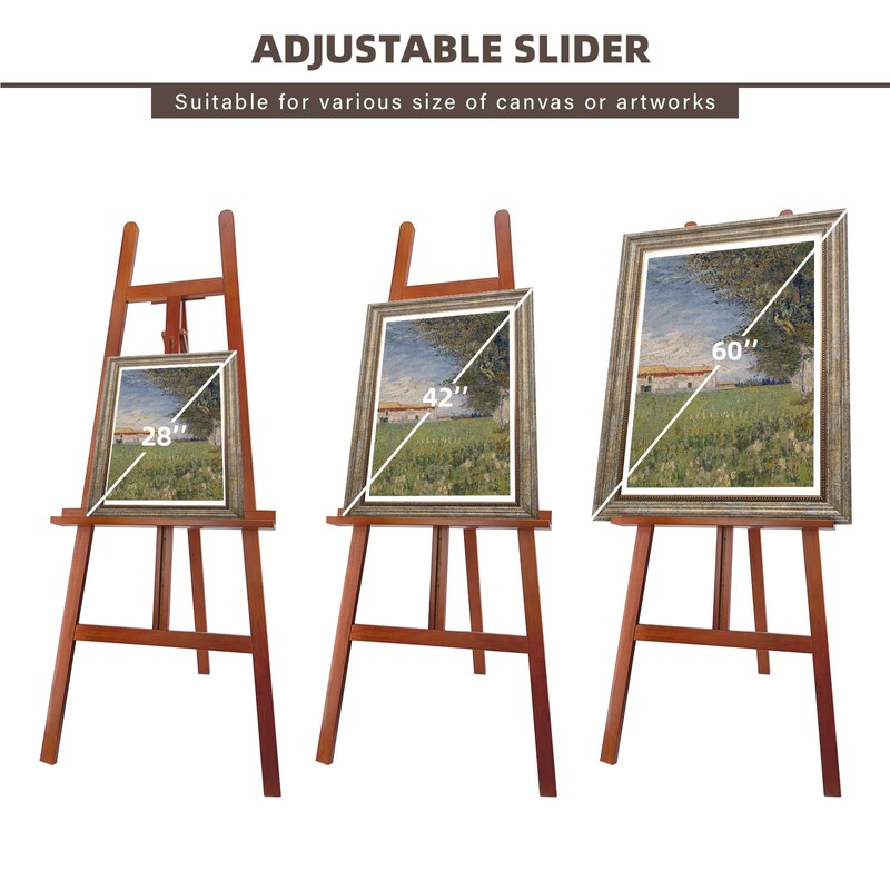 Stuelloaf Large A-Frame Wooden Painting Display Walnut Easel, Large Adjustable