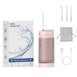 ISMATE Smart Dental Portable Electric Water Jet Flosser Dental Mini Oral Irrigator for Teeth Clean Travel Friendly Mini IPX7 Water proof (Pink)