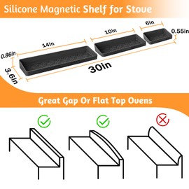30"/24"/20" Silicone Magnetic Shelf for Stove Top for Kitchen Gadgets, Soft Flexible Strong Magnetic Heat Resistant Over the Stove Top of Shelf Spice Rack Kitchen Organizer for Back of Oven