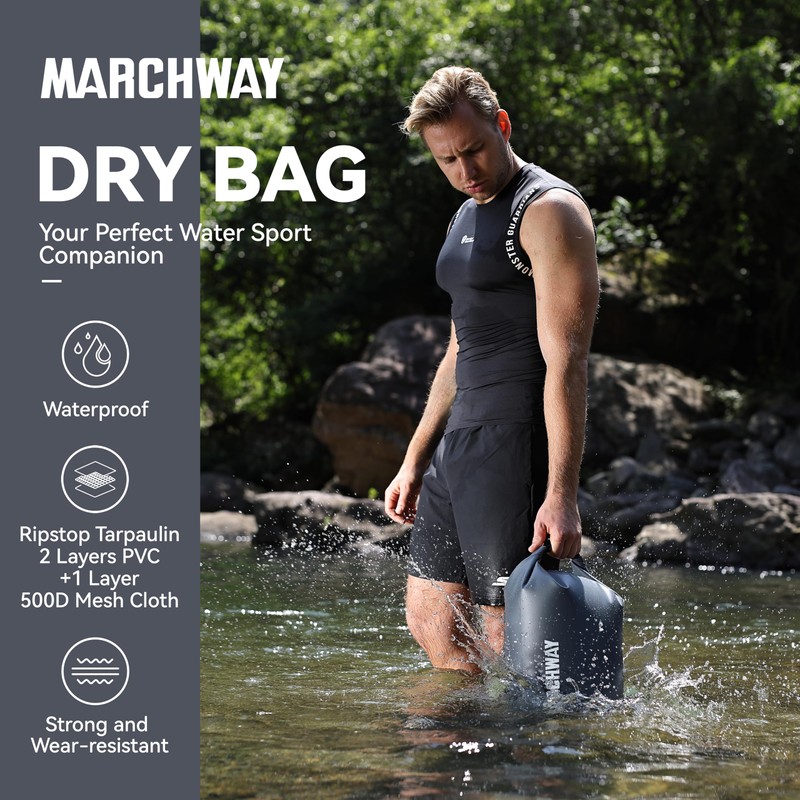 MARCHWAY Floating Waterproof Dry Bag Backpack 5L/10L/20L/30L/40L, Roll Top Sack