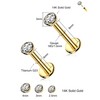 Melighting 14K Solid Gold Flat Back Earring Titanium Threadless Push