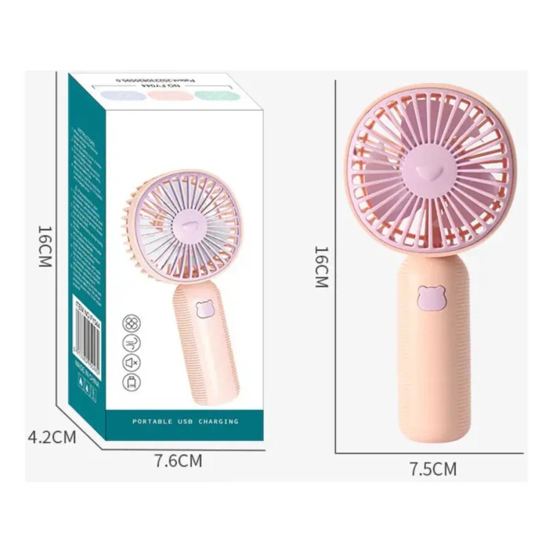 Mini Ventilador Portátil Recargable Ventilador De Mano Color Rosa