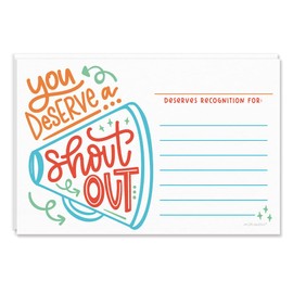 Positive Shout Out Cards For Teachers, Students, Employees, Office Staff - Kudos Appreciation and Recognition Reward Cards For School or Work Bulletin Board (50 Count)