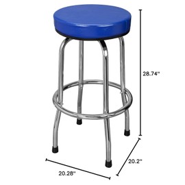 ‎TCE TCE Torin Swivel Bar Stool Padded Garage Shop Seat Plated Legs, Blue
