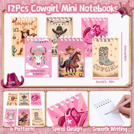 PikaLitryn 127PCS Cowgirl Party Favors, Goodie Bags Stuffers for Kids with Favor Boxes Pocket Notebook Keychain Rubber Bracelets, Horse Western Stuffers for Cowgirl Birthday Party Decorations