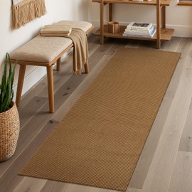 Uphome Kitchen Runner Rug, 2x6 Machine Washable Boho Runner Rug, Low Pile Woven Cotton Farmhouse Rug Runners for Hallway Non Slip, Stain Resistant Runners for Entryway Bedroom Kitchen Floor, Natural