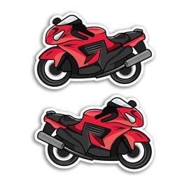 2 x 10cm Wide Red Motorbike Vinyl Stickers - Bike Motorcycle Biker Men Boys #76977