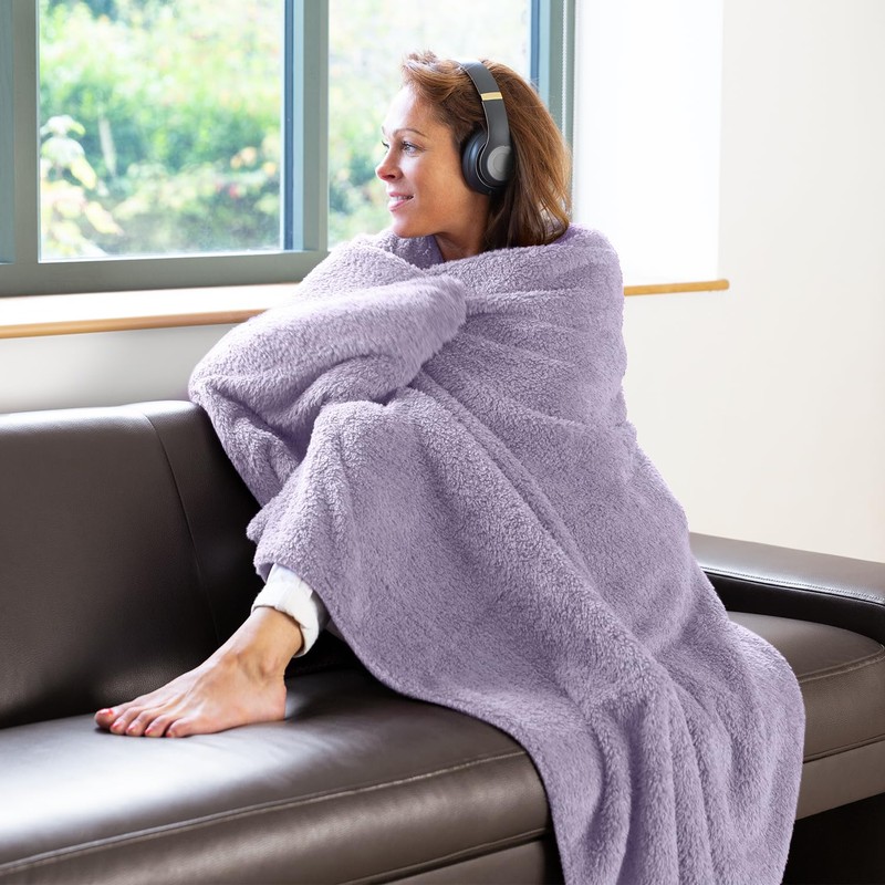 Snug Rug Lavender Blanket Sherpa Fleece Fluffy Luxury For Sofa