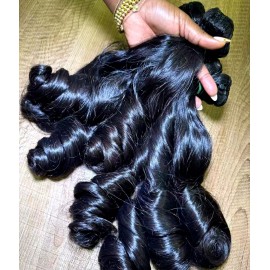 Single Donor Fumi Bouncy Curly Hair Cuticle Aligned Hair Vietnamese Burmese Curly Hair Loose Deep Wave Bundles with Lace Closurecolor: bouncy curly, Stretched Length: 24 Inches