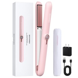 ZAVAREA Cordless Hair Straightener and Curler,Portable Hair Straightener for Travel,Ceramic Cordless Flat Iron for Women,Wireless Straightener 2 in 1,9000mAh Battery,5 Temps,Type-C Input