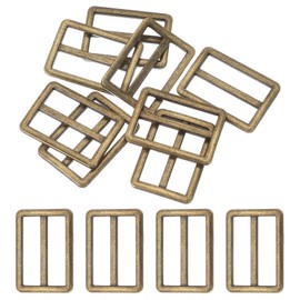 sourcing map 8pcs Flat Metal Slide Buckle, 1.2" Zinc Alloy Adjustable Buckles, Webbing Strap Fastener Tri Glide Adjuster Slider for Bags Backpack Purse Belts, Brass