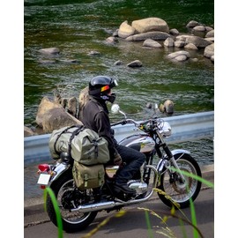 BORLENI Waterproof Motorcycle Dry Duffel Bag Luggage Tail Bag with Large Storage Space,Roll Top Closure, Shoulder Straps, Inner Pocket and Mesh Pocket for Motorcycling Travel Camping (Army Green,30L)