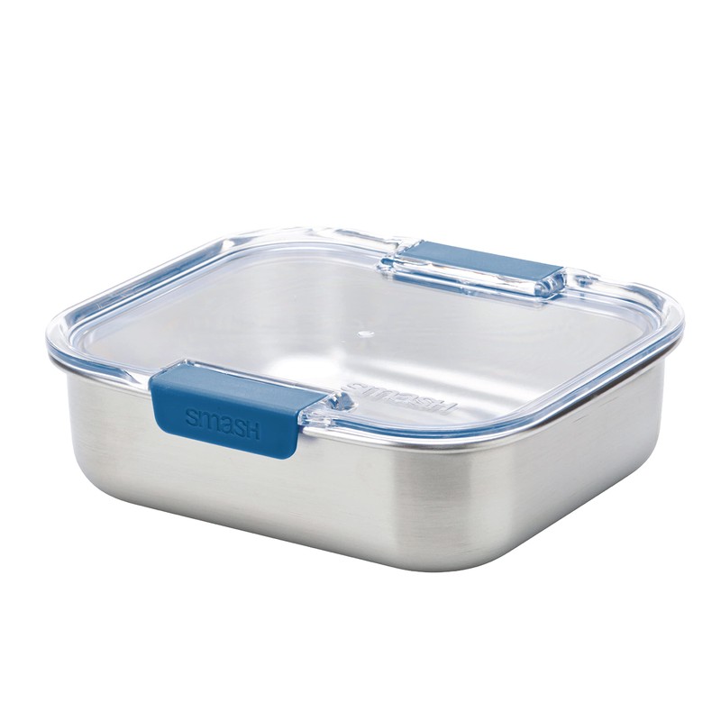 Smash Microwave Safe Stainless Steel Lunch/Sandwich/Meal Box, Blue