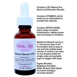 RETINOL FACE SERUM 2.5% - Anti-Aging Serum For Face - Helps Reduce Wrinkles, Fine Lines and Evens Skin Tones - 1 fl oz - Bellahut (4 OZ)