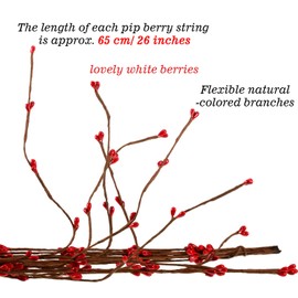 WILLBOND 64 Feet 30 Packs Ply Pip Berry Garland for Christmas Winter Indoor Outdoor Decor Head Wreaths Wedding Crowns (Red)