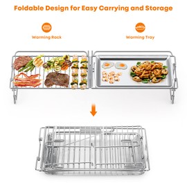 Stanbroil Griddle Warming Rack and Tray for 28" Blackstone Griddle - Foldable Cooking Grate BBQ Accessories Compatible with 28" Blackstone Griddle (Not Work with Hood)