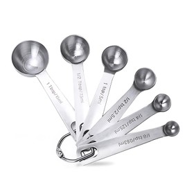 Jane Kitch Stainless Steel Teaspoon Measuring Spoons Set of 6, Metal Tablespoon Measuring Spoon for Coffee or Tea in Kitchen with 1/8 1/4 1/2 Teaspoon Measuring Spoon, 1/2 Tablespoon Measuring Spoon
