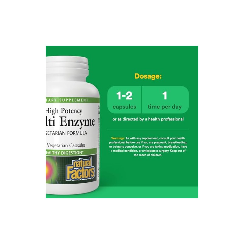 Natural Factors Multi Enzyme High Potency – 60 Cápsulas Vegetarianas