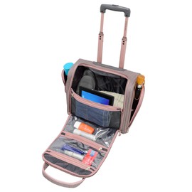 LONDON FOG Newcastle 15-Inch Underseater, Telescoping Handles, Rose Charcoal Herringbone