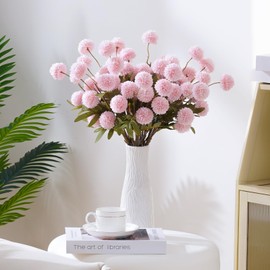 CHICNOOK Faux Kiku Flower, Pink 12 Stems Slik Small Chrysanthemum Flowers, Artificial Pompon Mums for Spring Floral Arrangements, Aesthetic Room Decor,Table Centerpieces,Wedding,Bouquet,Vase