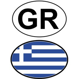 Daged Greece Sticker Car Foreign License Plate Set of 2 Stickers – Country Identification Holiday AKZ