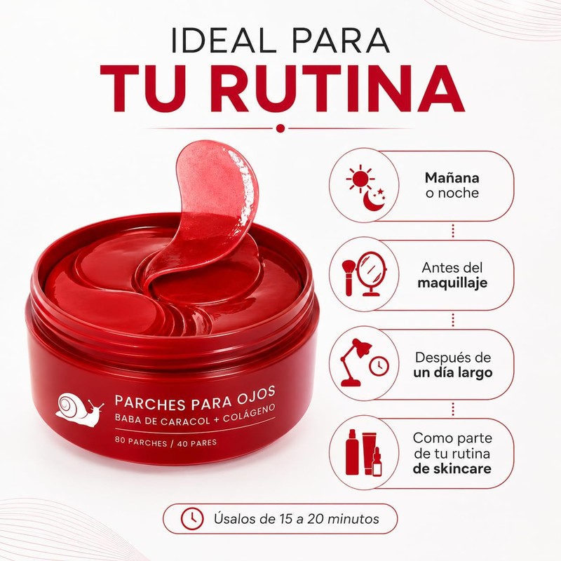 80 Parches para Ojos con Baba de Caracol Colágeno y