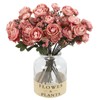 UUXX Pink Ranunculus Artificial Flowers 5 Bouquets Fake Silk Mini
