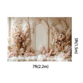 Kate 7x5ft Arched Wall Building Withered Reeds Backdrops for Photography Pink Rose Flowers Mother's Day Baby Shower Photographic Background
