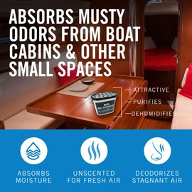 1 Pack Moisture Absorber Boat Dehumidifier Moisture Absorbers Charcoal Smell Remover to Get Rid of Damp Smell & Humidity | No Refill for Basement, Closet, Home, RV or Boating Unscented Fragrance Free