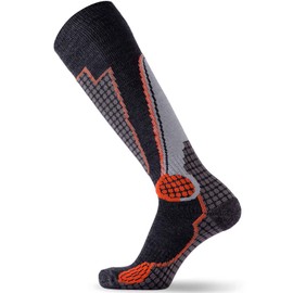 High Performance Wool Ski Socks - Thermal Warm Merino Wool OTC Sock, Men Women (3 Pairs - Black/Blue(1)+Black/Neon Green(1)+Black/Orange(1), Small)