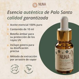 Aceite Esencial de Palo Santo 100% Puro – 10 ml (0.33 fl oz) – Destilado en Perú – Aromaterapia, Difusor y Meditación – NUNA