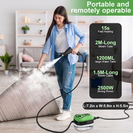 Steam Cleaner for Home, 15s Heat-Up, 1.2L Water Tank, 6-Level Adjustable Handle, Handheld Steam Cleaner for Car Detailing, Dirt, Furniture, Couch, Floor Tile, Bathroom, Bed Bugs, 9Pcs Accessories