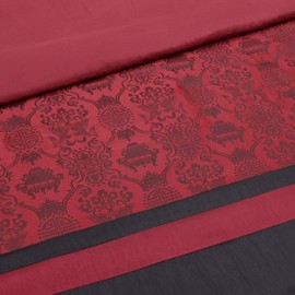 Chezmoi Collection Dynasty Jacquard 7-Piece Comforter Set Black/Red (Queen)