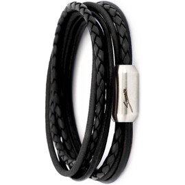 Simaru Designer Leather Bracelet - Wrap Bracelet for Men & Women Made of Vegetable Tanned Leather with Stainless Steel Magnetic Clasp - Made in Germany, Leather