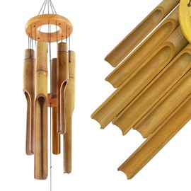 Bamboo Wind Chimes for Outside,Wooden Wind Chimes with Melody Soothing Tone,32" Classic Zen Bamboo Windchime for Porch Patio Garden or Indoor