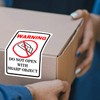 2x3 inch "Do Not Open with Sharp Object" Industrial Warning