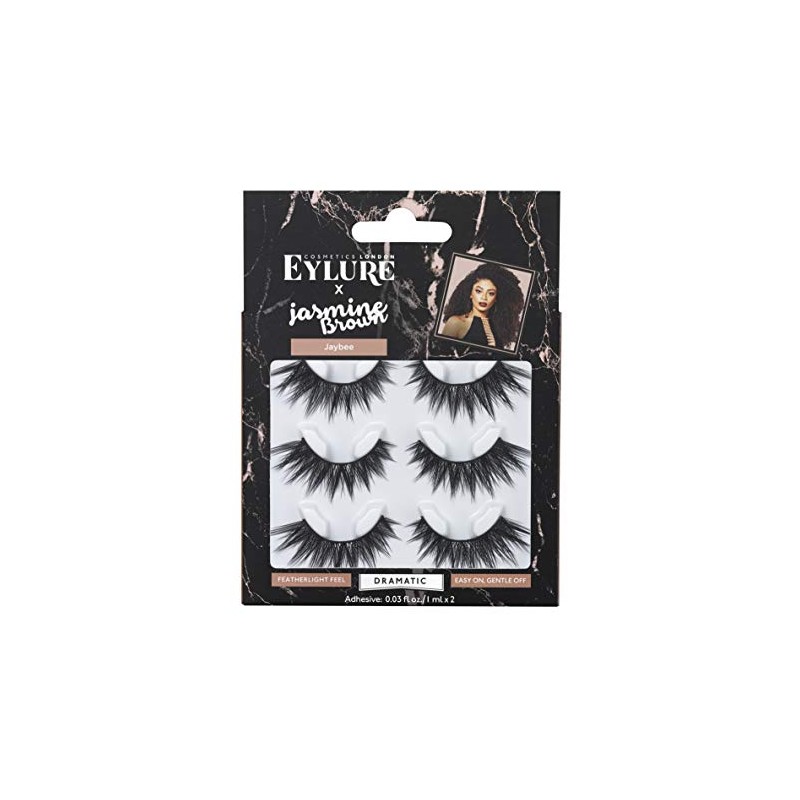 Eylure Jasmine Brown Jaybee, Multi Pack, Reusable, Adhesive Included, 3