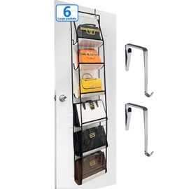 zebricolo, over the door purse organizer, holds bigger bags, purse organizer for door，Heavy Duty hooks (do not damage the door frame)，purse organizer for closet door，purse organizer,1Pack White/Black