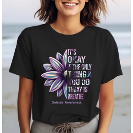 CQF Women Mental Health Shirt Suicide Awareness T-Shirt Suicide Prevention Tee Purple Ribbon Tops
