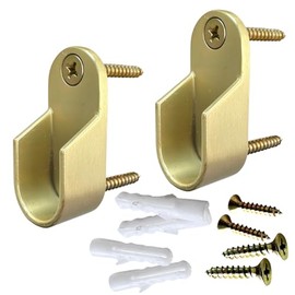 Oval Closet Rod End Supports | Screw on Type | 15mm x 30mm | Satin Brass | 2 Pack