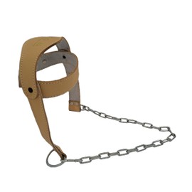 Force of Habit Head Harness Leather 24" Steel Chain Roller Buckle Adjustment Padded Head Placement Reinforced Stitching Tan