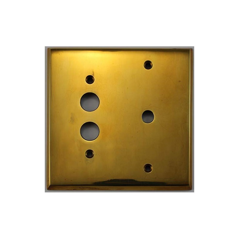 Unlacquered Polished Brass 2 Gang Combo Wall Plate - 1