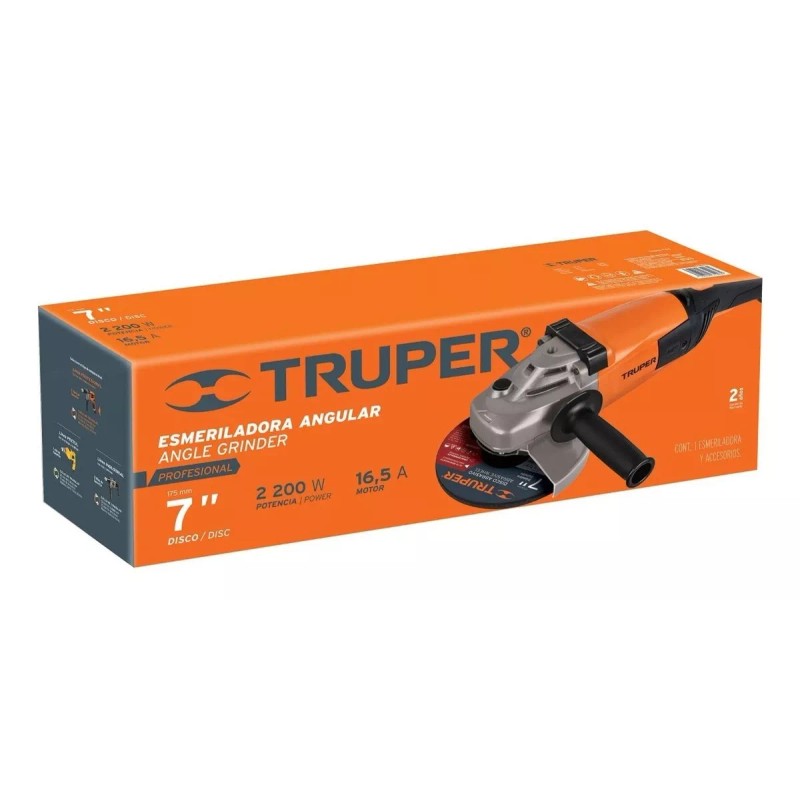 Truper Esmeriladora Angular 7' Profesional 2200 W Truper 14012 Color