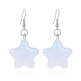 Peasimy Colorful Fluorescence Resin Star Shape Earrings Neon Geometric Candy Color Dangle Drop for Women Costume Accessory Party (White)