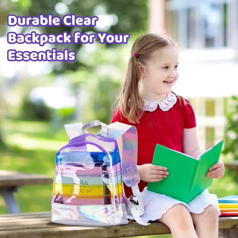 Mochila Pequeña Transparente Multicolor Para Niñas (Púrpura)