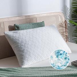 EGOHOME Cooling Shredded Memory Foam Pillows for Hot Sleepers, Adjustable Bed Pillows for Side, Back or Stomach Sleepers, Queen Pillow with Removable Cover (1 PC)