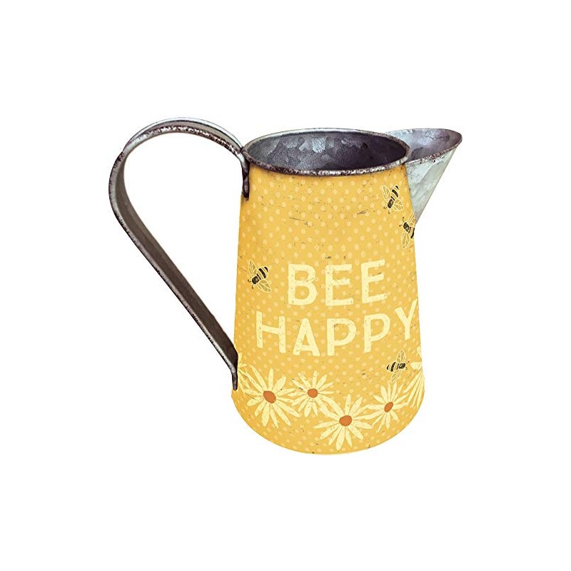 Primitives by Kathy Rustic Tin Pitcher, Small, Bee Happy