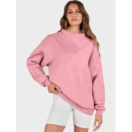 ANRABESS Womens Oversized Sweatshirts Turtleneck Pullover Long Sleeve Hoodies Tops 2025 Fall Fashion Preppy Outfits Light Pink-L