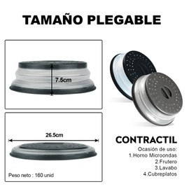 CHENGBAO Juego de 2 Piezas Tapa Microondas，Plegable Cubierta Para Microondas，Tapa de Microondas，Con Agarre Cubierta Plegable Para Microondas (Negro y gris)