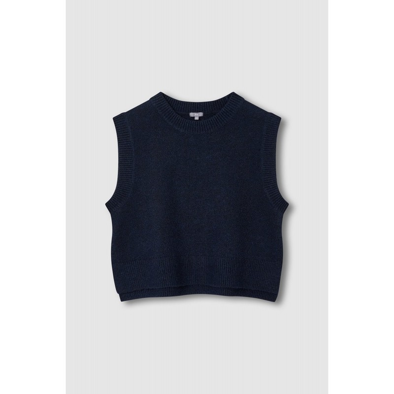 JAJU [JAJU/자주] 여 울 블렌디드 트임 베스트_네이비 [JAJU] Women's Wool